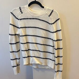 Madewell Navy and White Striped Crew Neck Sweater